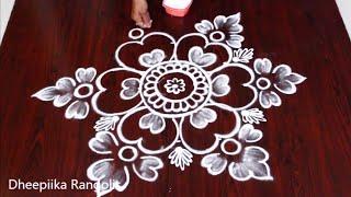 Beautifull flower Rangoli Design with 5x3 Dots saravana masam muggulu New kolams  Friday kolams