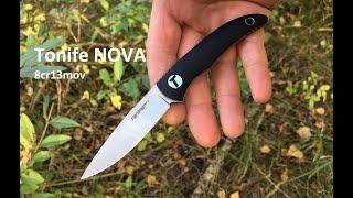 Speechless review of Tonife Nova great small knife 8cr13mov steel G10 handle kydex sheath.