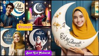 best ai Eid Mubarak Name Images Editing 2024 II P2 II bing Image Creator Tutorial must watch