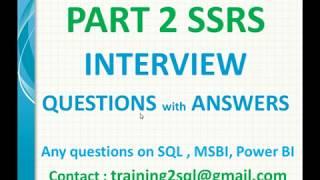 SSRS Interview Questions with Answers Part 2