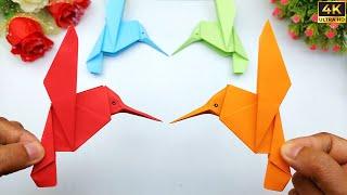 Paper hummingbird making  Origami bird  How to make paper bird  Easy paper crafts