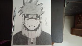 Drawing Uzumaki Naruto with only one pencil .