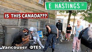  【4K】 East Hastings St.  Downtown Vancouver BC Canada. Street Walk.