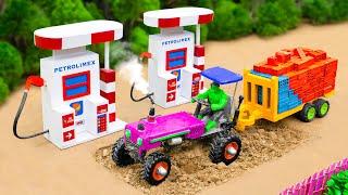 diy tractor mini petrol pump for Heavy truck loaded full bricks  science project @sunfarming7533