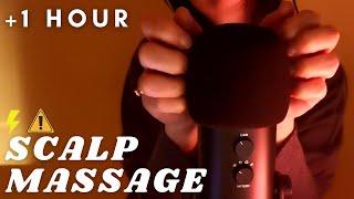 ASMR - +1 HOUR FAST and AGGRESSIVE SCALP SCRATCHING MASSAGE  mic scratching foam cover  No talk