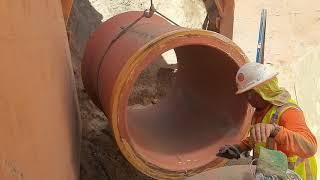 Must Watch Sanitary Sewer Construction Video  42 in Vitrified Clay Pipe Installation in 4 minutes