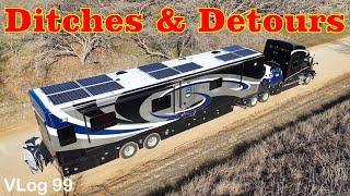 HDT BIG Rig Travel Days Quartzsite. 50 MPH Winds. Ditches & Detours. Fulltiming duo . RV Lifestyle