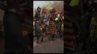 Hamer man lights fire during a bull jumping ceremony  #shorts #ethiopia #omovalley