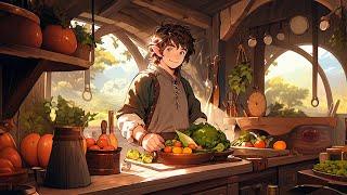 HOBBIT KITCHEN AMBIENCE w Frodo Cozy Fireplace Cooking Nature Sounds  LOTR ASMR  NijiSounds 
