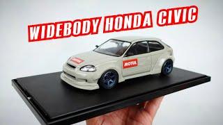 Building A M&M Widebody Honda Civic EK9 - Part 2. 124 Scale Fujimi Model Car. Tamiya Aoshima