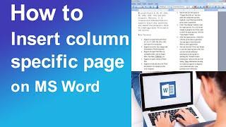 How to insert column in specific page on word