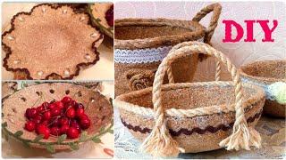 Корзинки своими руками из опилок. Корзины в экостиле без плетения.DIY basket ideas.