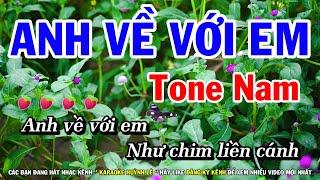 Karaoke Anh Về Với Em - Tone Nam Nhạc Sống Mới  Huỳnh Lê