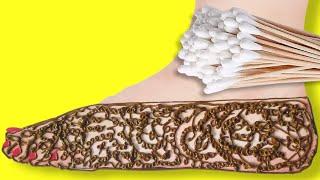 Fast Leg Mehndi Design Using Cotton Buds  Henna Trick for Foot  Simple Feet Mehendi  Arabic Art