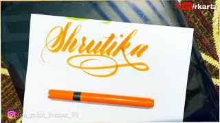 Palak Shrutika Rudri Names in calligraphy writing  Satisfying brush pen calligraphy and art