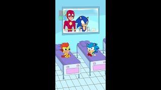 BABY SONIC VS BABY FLASH Bowser12345 #teentitansgo #kidflash #sonic #shorts