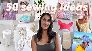 50 FAST easy sewing project ideas with free patterns & beginner friendly