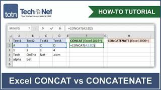 How to use the CONCAT function in Excel vs the CONCATENATE function