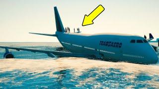 Passenger Airplane Emergency Landing on Water at the Port plane crash movie in GTA 5