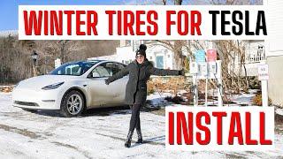 Why you need snow tires for your Tesla Model Y - Installing Michelin X-Ice Snow Winter Tires HOW TO