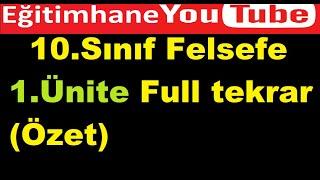 10. Sınıf Felsefe 1. Ünite Full Tekrar Konu Anlatımı