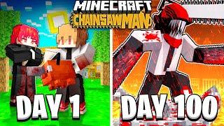 I Survived 100 DAYS as CHAINSAW MAN in HARDCORE Minecraft... Heres What Happened