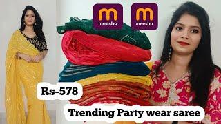 *MEESHO*saree haul -550  Meesho Party Wear orgenza saree haul   Affordable Party wear saree haul