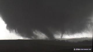 Large and loud wedgemultivortex tornado moves through Minden Iowa