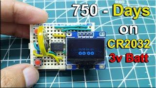 Attiny85 Oled Display Digital Clock NO- RTC Needed 750 Days Battery Backup on CR2032 3v Battery