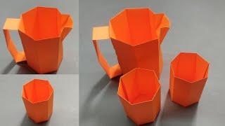 ORIGAMI PITCHER AND DRINKING GLASSCUP  DIY MINIATURE DINING WARE CRAFTS