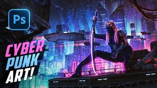 Creating a Neon Assassin in Photoshop  Cyberpunk Photo Manipulation Speed Art