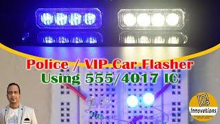 PoliceVIP Car Flasher using IC NE555 And CD4017 on Breadboard  Easy to Build Circuit  DIY