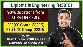 Todays Basic Electronics Question Paper Analysis  FY Diploma  MSBTE