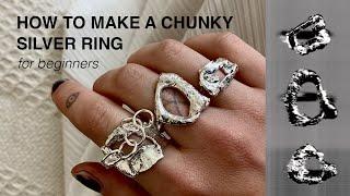 how to make a chunky silver ring  using silver scraps  for beginners