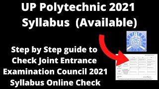 UP Polytechnic 2021 Syllabus Available - How to Check Joint Entrance Examination 2021 Syllabus