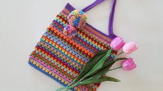 Çok kolay tığ işi yazlık çanta yapımı artan ipleri değerlendirelimeasy crochet summer bag