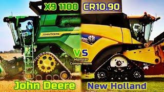 John Deere X9.1100 VS New Holland CR10.90 - Monster Harvester Comparisons Largest X9 vs Largest CR