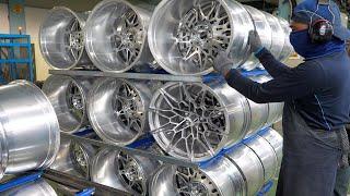 Interesting Modern Car Wheels Mass Production Process. Taiwan forged alloy wheels factory 鋁合金鍛造輪圈量產