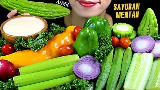 ASMR SAYURAN MENTAH RAW VEGGIE BITTER MELON CELERY OKRA SWEET PEPPER RAW ONION RADISHES