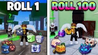 I Rolled 100 Fruits in Blox Fruits dragon fruit