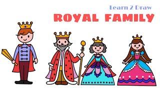 How to Draw ROYAL FAMILY - Easy Drawing Videos  - The Royals - King Queen Prince Princess