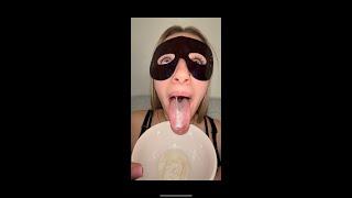 Hocking and spitting loogies blondie with long tongue piercing