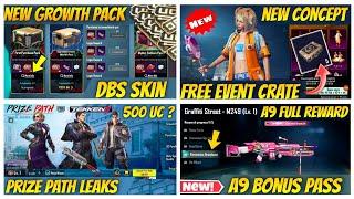 New Growth Pack  Get Free Event Crate  Next Prize Path Bgmi A9 Bonus pass Reward  A9 Royal pass