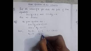 Find the values of k for which  the pair of linear  equations kx+3y=k–212x + ky = k has no solution