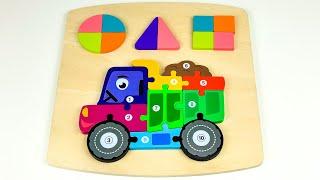 Learning Numbers & Shapes with Rainbow Truck Puzzle  Preschool Toddler Learning Toy Video