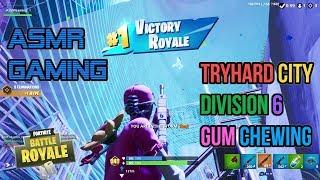 ASMR Gaming  Fortnite Tryhard City Division 6 Relaxing Gum Chewing Controller Sounds + Whispering