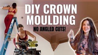 EASY DIY CROWN MOULDING NO ANGLED CUTS  diy ceiling trim