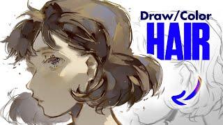 How to Draw & Color HAIR  HUION Kamvas 22 Plus