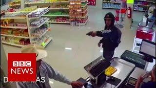 Moment mexican cowboy stopped armed robbery - BBC News