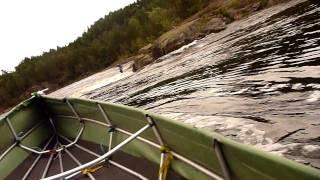 Ally 15 i nedre Kilandsfallene Nidelva kamera ombord OC1 canoe river whitewater